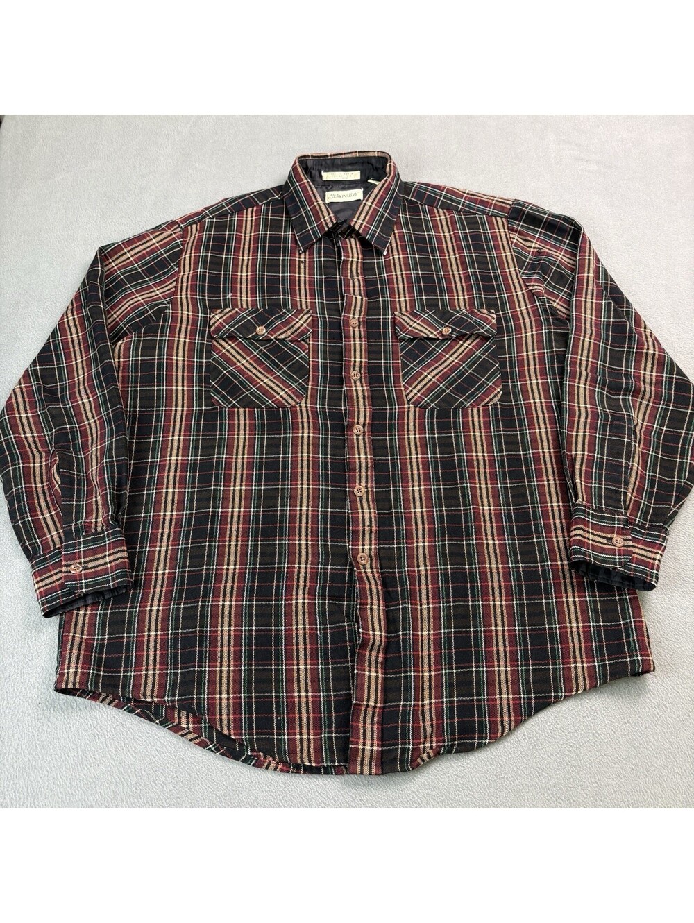Vintage 80s 90s St John’s Bay Plaid Flannel Button Up Size XLT